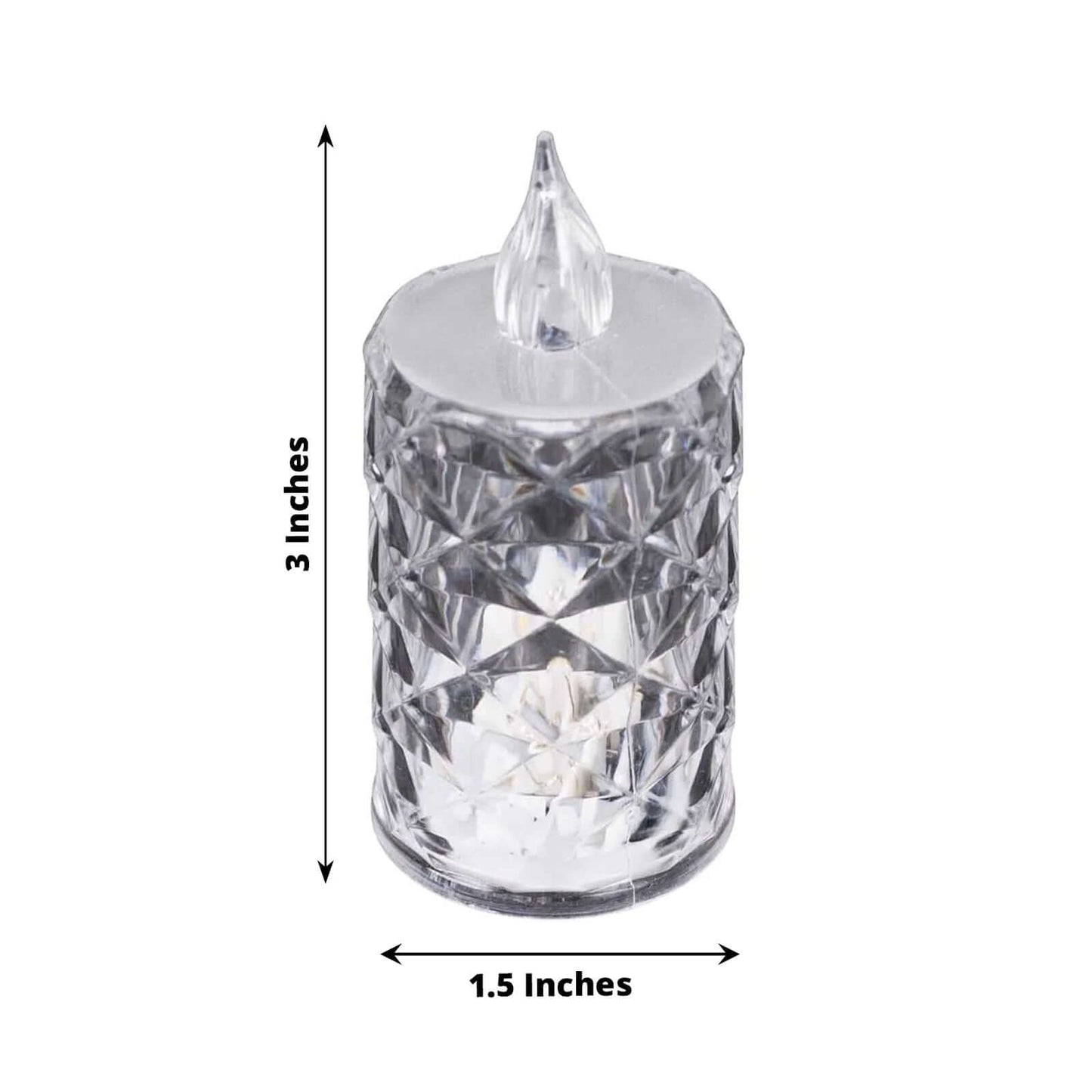 12-Pack LED Flameless Decorative Lighting Diamond Cut Warm White - Battery Operated Tealight Candles 3"