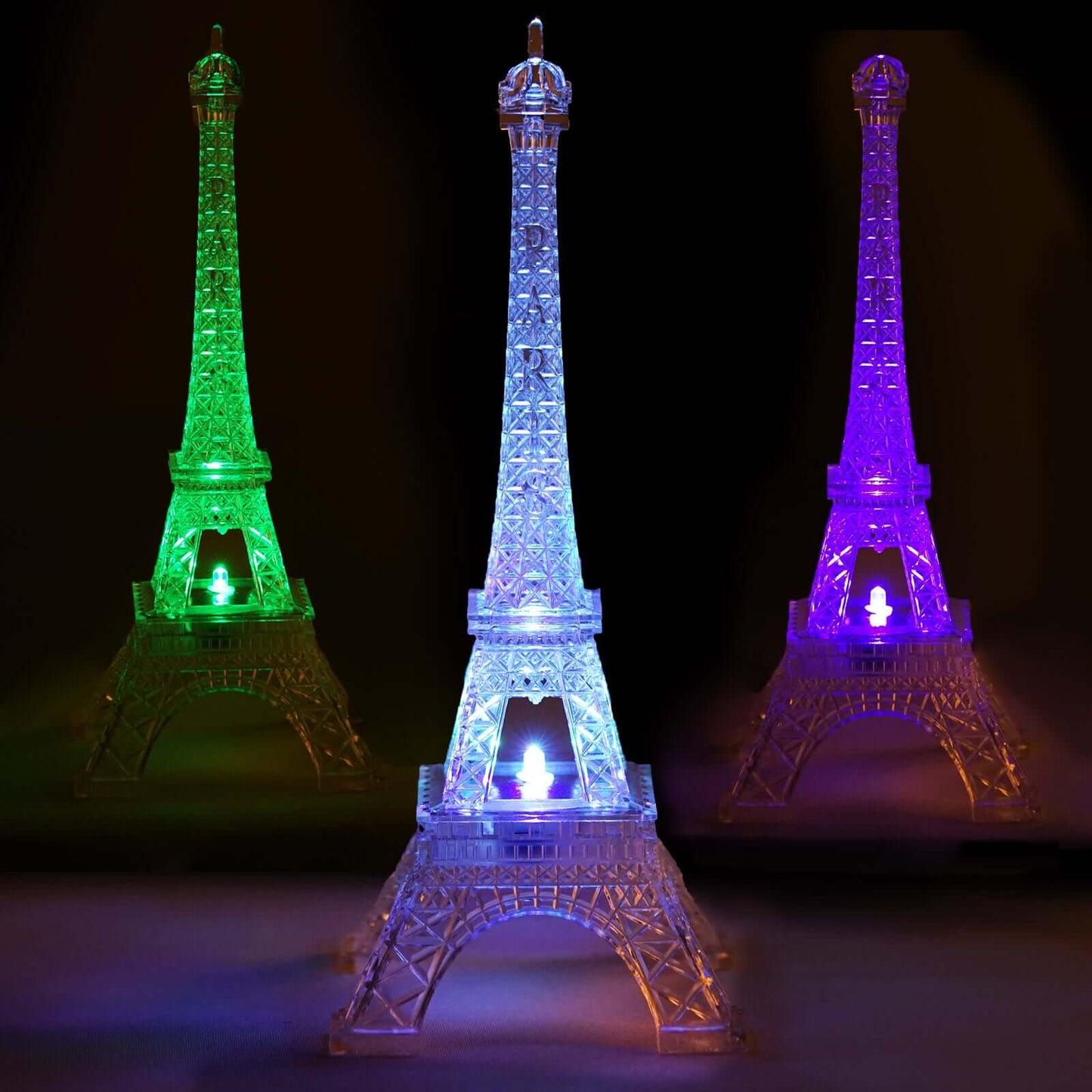 LED Centerpiece Eiffel Tower Design Color Changing - Light Up Night Party Decor 10"