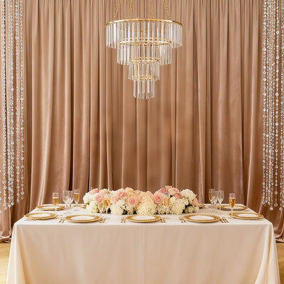 Crystal Pendant Chandelier with Gold Metal Frame 4-Tier Round Hanging Light Fixture with Chain and Hook - Centerpieces