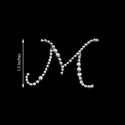 12 Pack 1.5" Clear Rhinestone Monogram Letter Jewel Sticker Self Adhesive DIY Diamond Decor - M