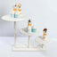 3-Tier Wooden Cake Stand Whitewash with Round Beaded Rim Trays - Rustic Cupcake Tower Dessert Display 24"x16"