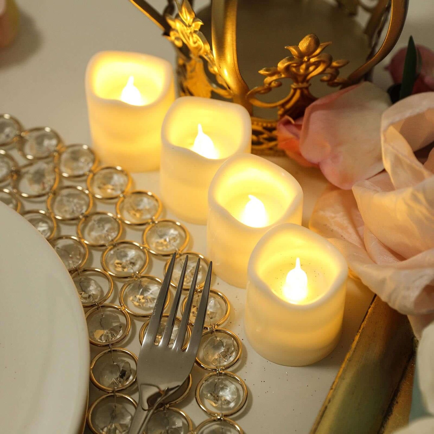 12-Pack LED Votive Candles Classic White Design - Reusable Flameless Battery Operated Lights