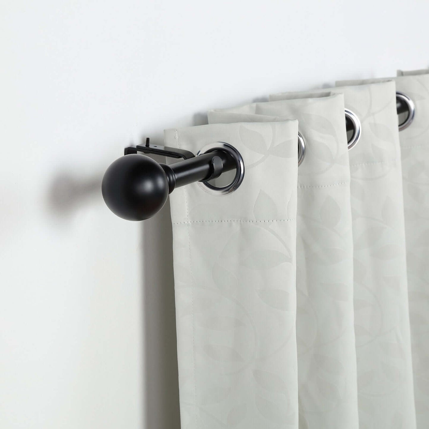 42"-126" Adjustable Curtain Rod Sets, Black, Round Finials