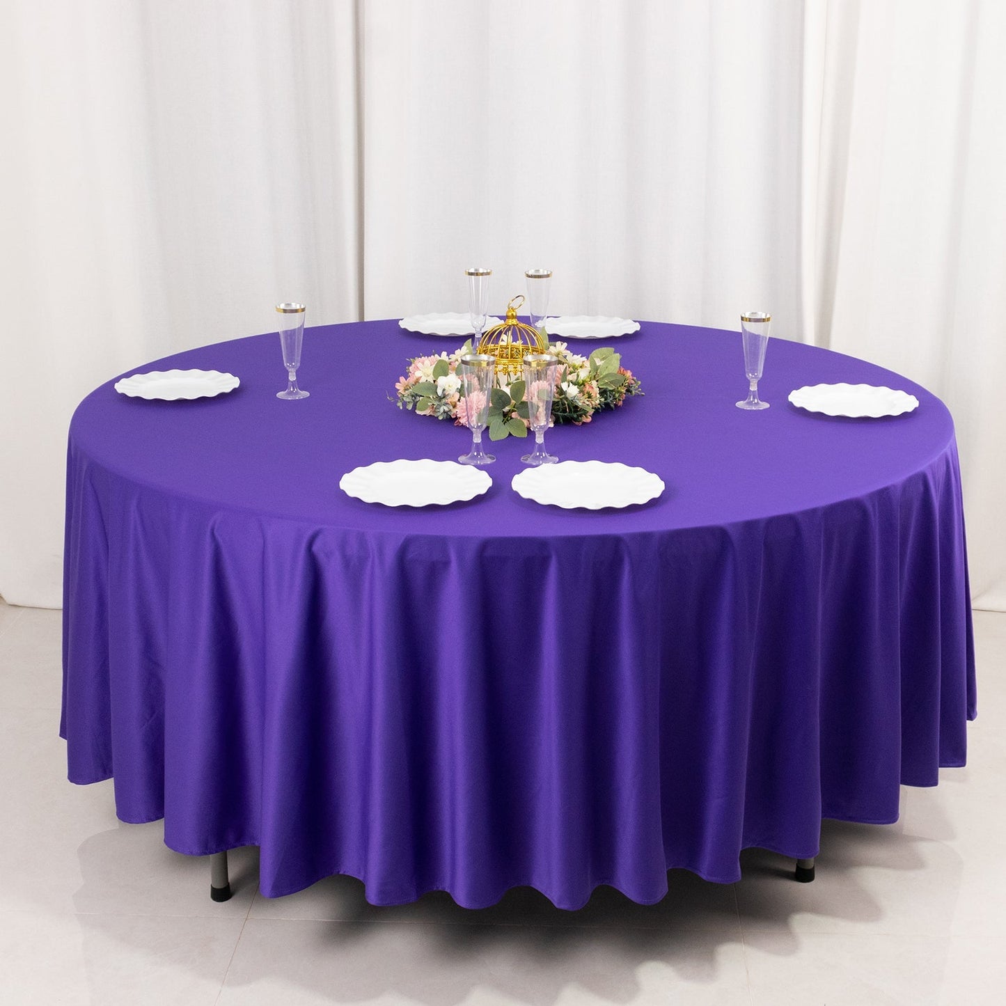 Scuba Round 108" Tablecloth Purple - Wrinkle Free & Stain Resistant Table Cover