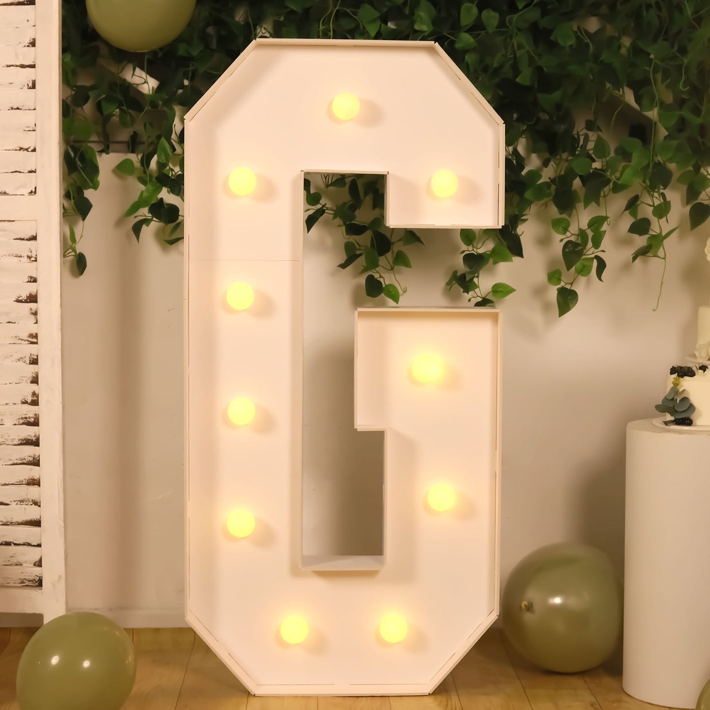 Giant LED Marquee Light Up Letter "G", White 4ft Pre-Cut Foam Board with 10 Warm White Battery Operated LEDs, Glue Gun and Sticks