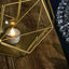 Tealight Candle Holder Gold Metal Pentagon Prism Geometric Open Frame - Flower Stand 7"