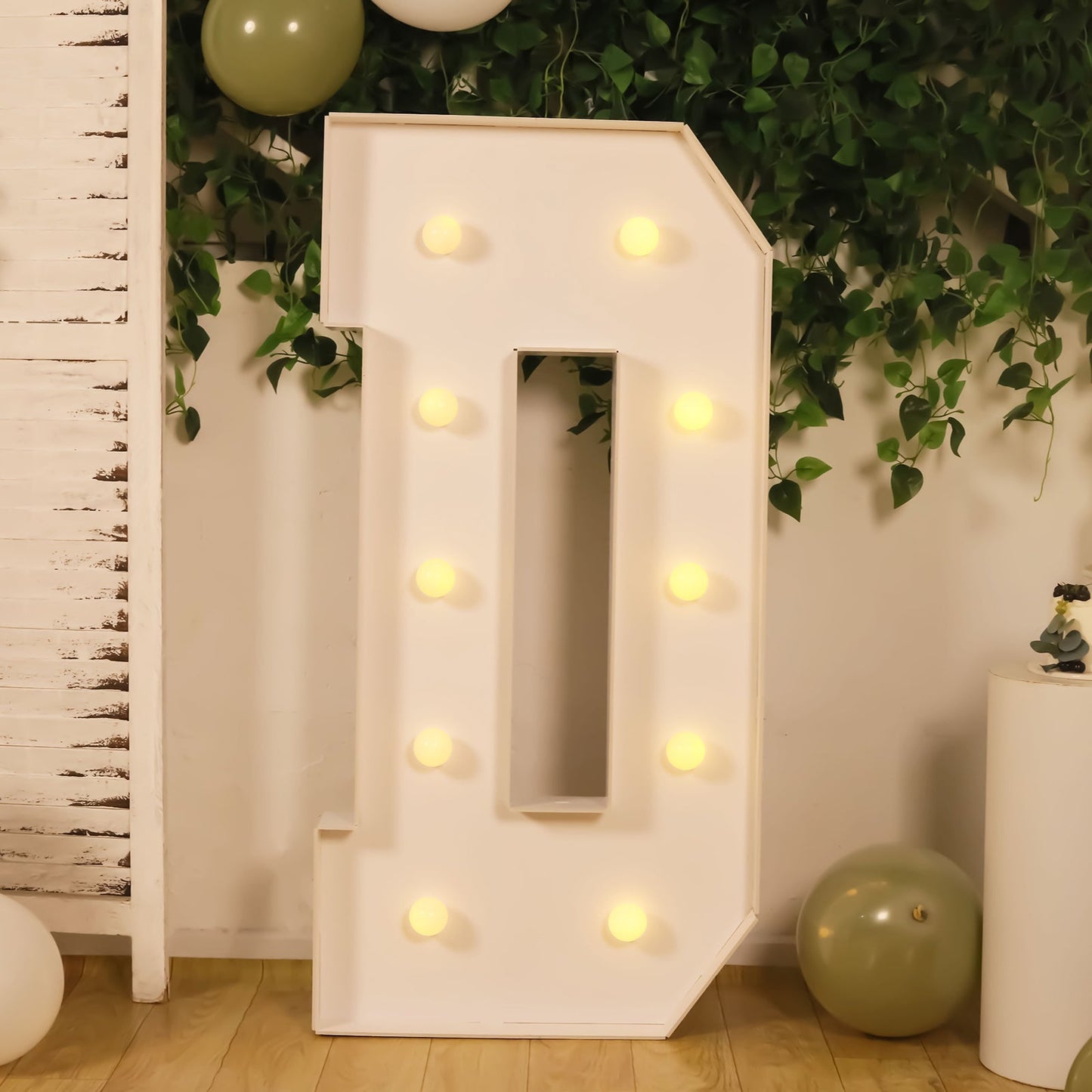 Giant LED Marquee Light Up Letter "D", White 4ft Pre-Cut Foam Board with 10 Warm White Battery Operated LEDs, Glue Gun and Sticks