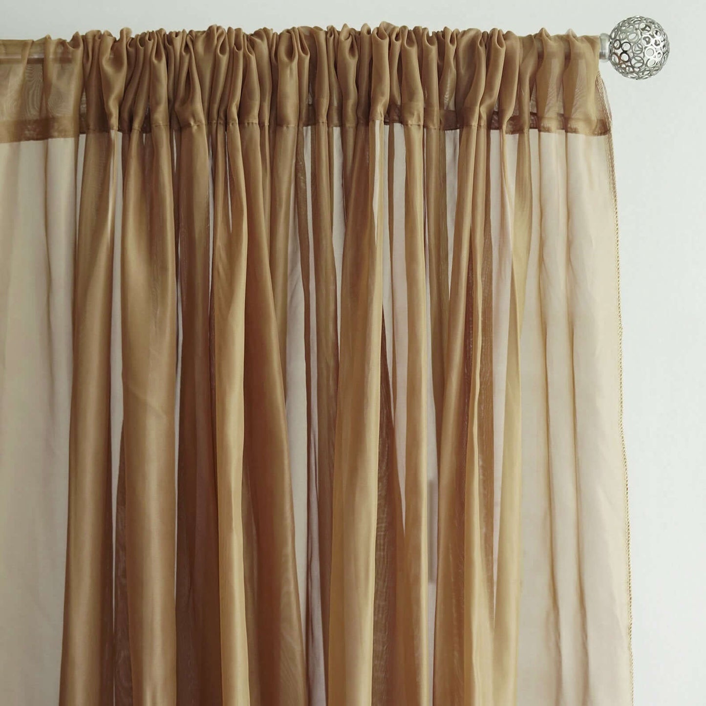 2 Pack Gold Sheer Chiffon Event Curtain Drapes, Durable Flame Resistant Organza Backdrop Event Panels With Rod Pockets - 10ftx10ft