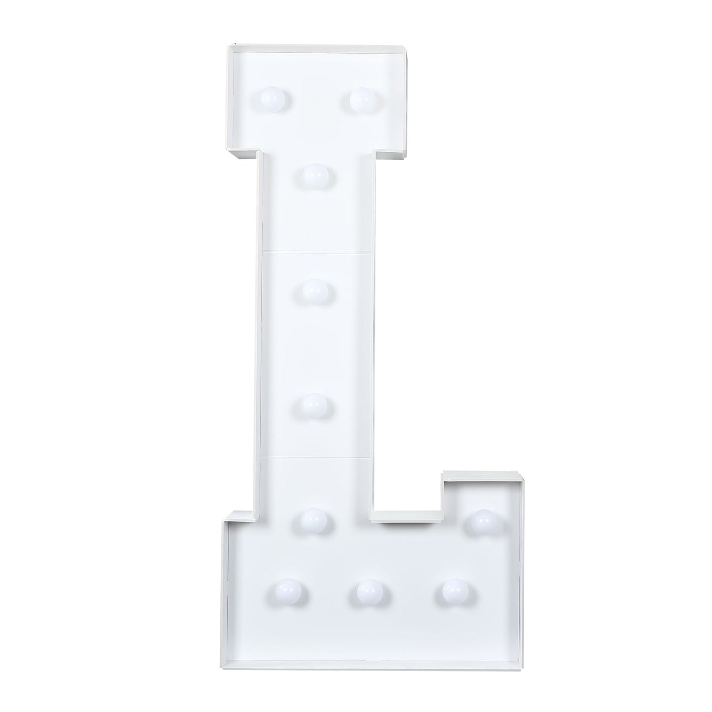 Giant LED Marquee Light Up Letter "L", White 4ft Pre-Cut Foam Board with 10 Warm White Battery Operated LEDs, Glue Gun and Sticks