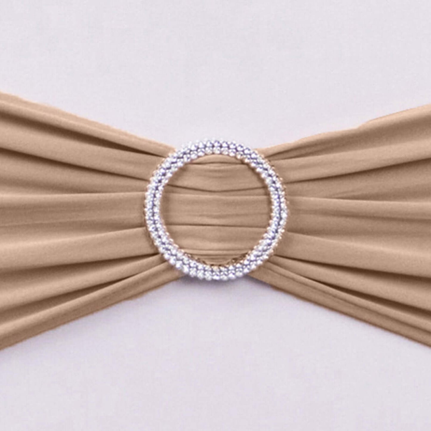 5 Pack Stretch Spandex Chair Sashes Nude - Reusable Chair Bands with Silver Diamond Ring Slide Buckle 5"x14"