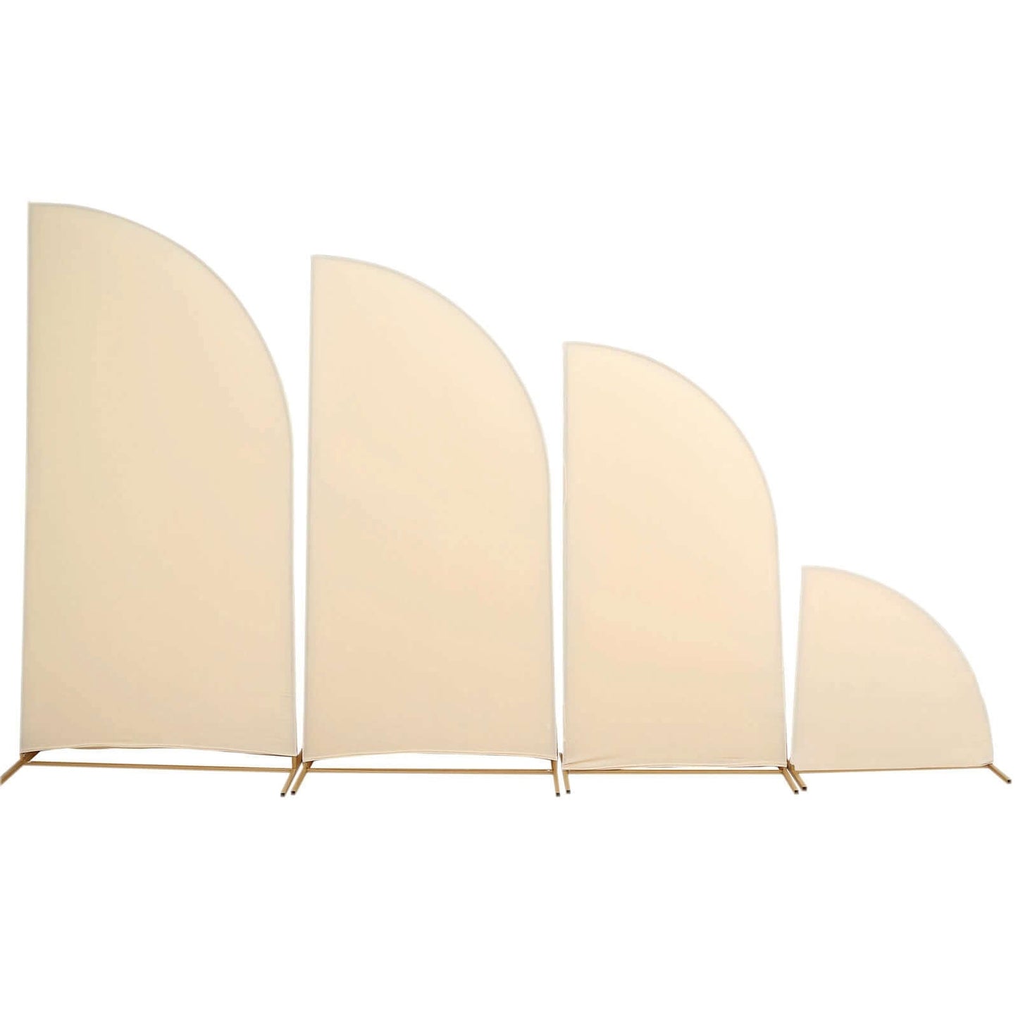 Set of 4 Matte Beige Spandex Half Moon Chiara Backdrop Stand Covers, Custom Fitted Wedding Arch Covers - 2.5ft,5ft,6ft,7ft