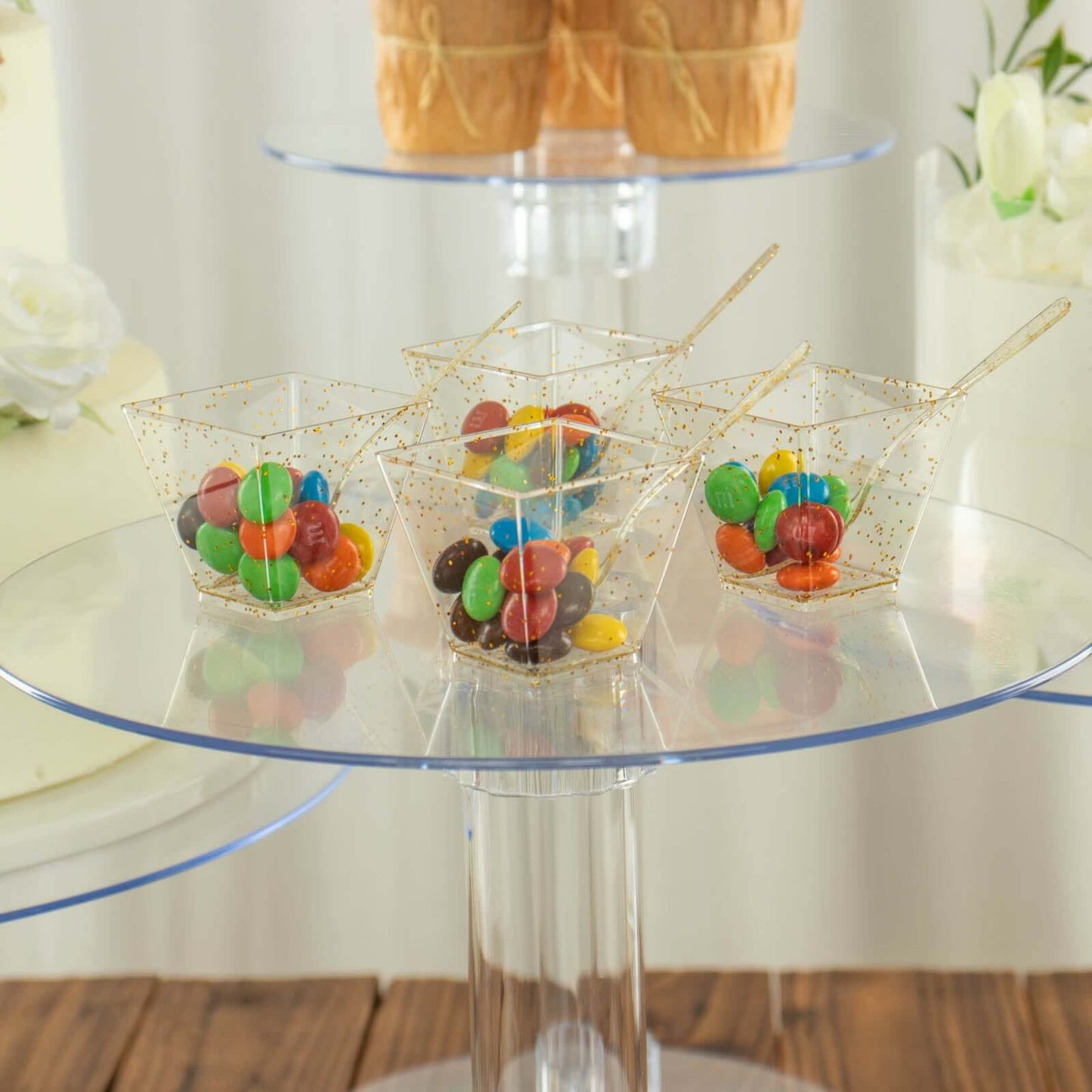 4-Tier Acrylic XL Cake Stand Set Clear - Assorted Sizes for Buffet Party Tables