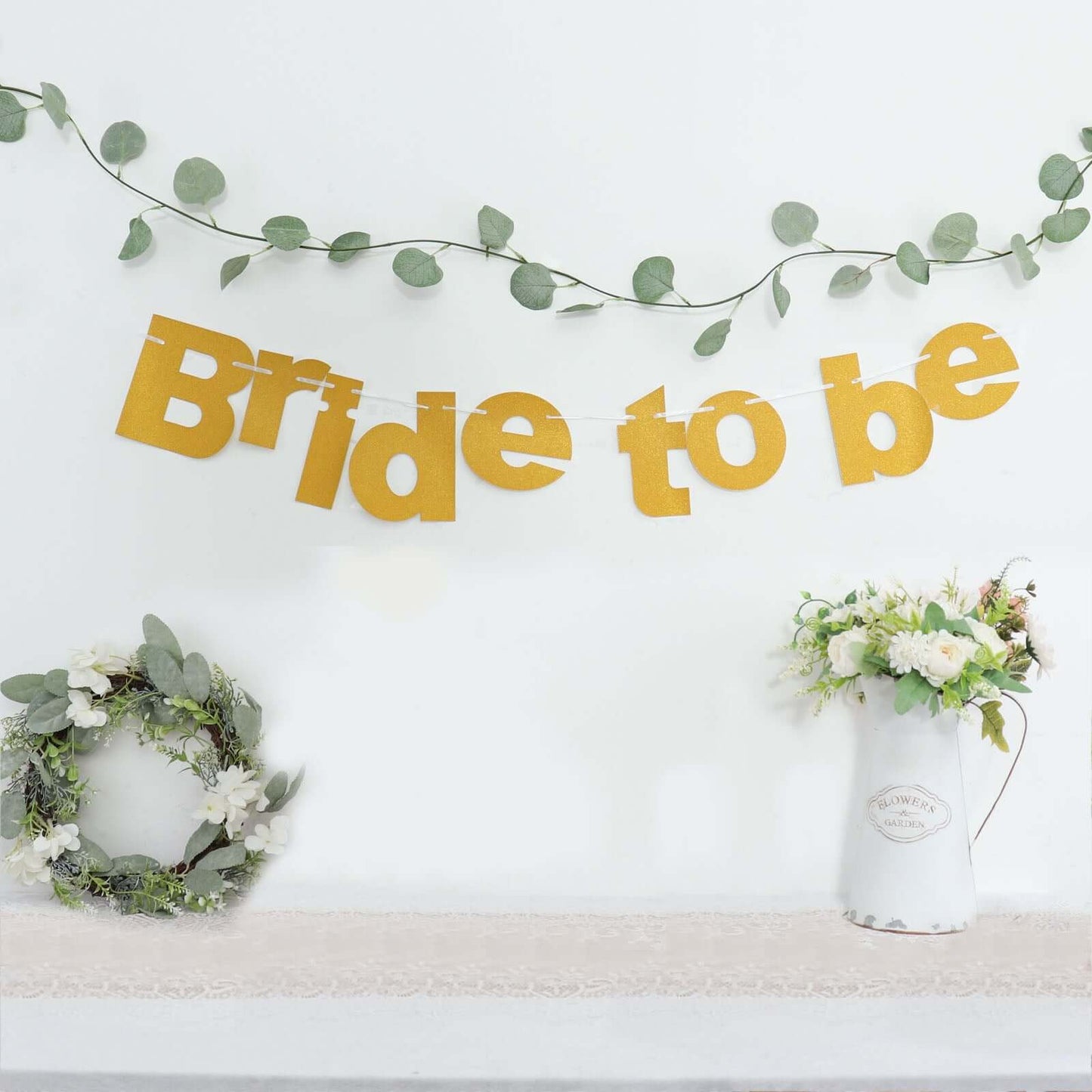 3.5ft Gold Glittered Bride To Be Paper Hanging Bridal Shower Garland Banner, Bachelorette Party Banner