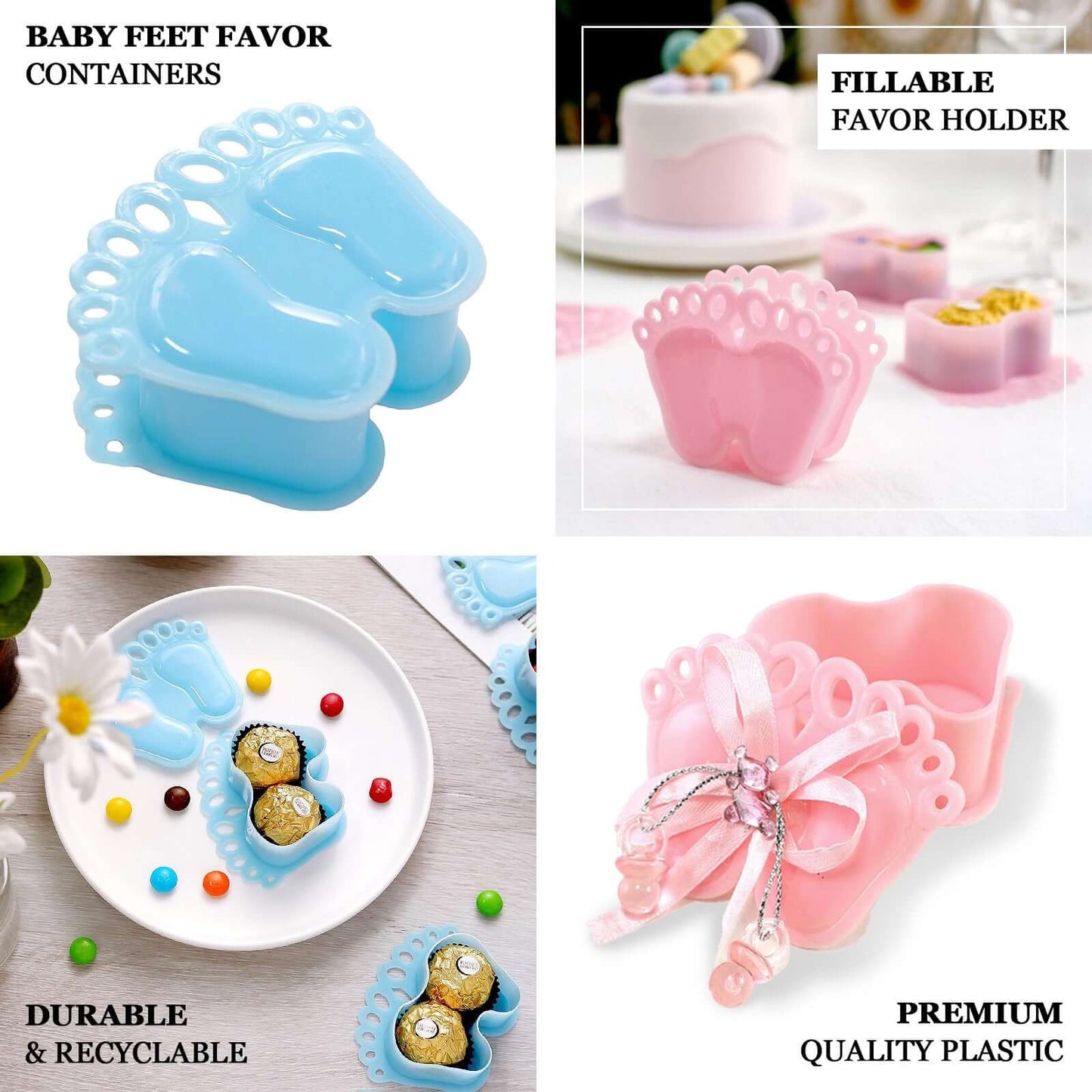 12-Pack Fillable Mini Candy Container in Baby Feet Style Pink - Unique Candy Treat Favor Boxes for Baby Shower 3.5"