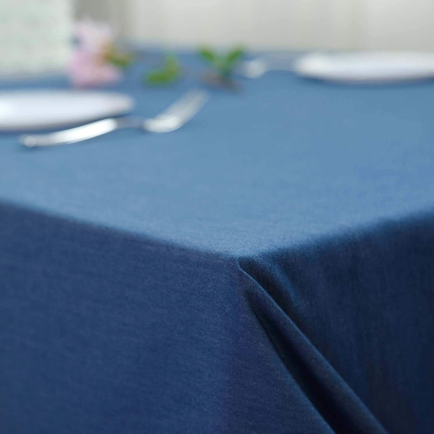 Polyester 90"x132" Rectangle Tablecloth Dark Denim Blue - Seamless Faux Denim Design for Classy Celebrations