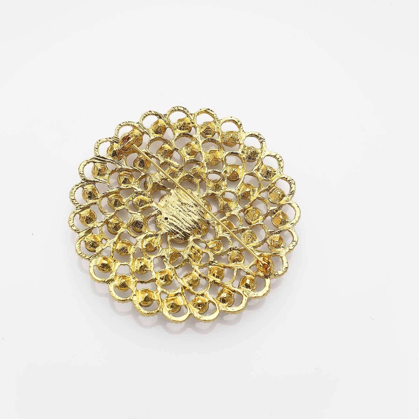 Rhinestone Metal Flower Chair Sash Band Buckle Gold - Glittering Diamond Accent for Weddings & Celebrations 3"