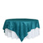 Taffeta 90"x90" Table Overlay Square Tablecloth Peacock Teal - Accordion Crinkle Table Cover