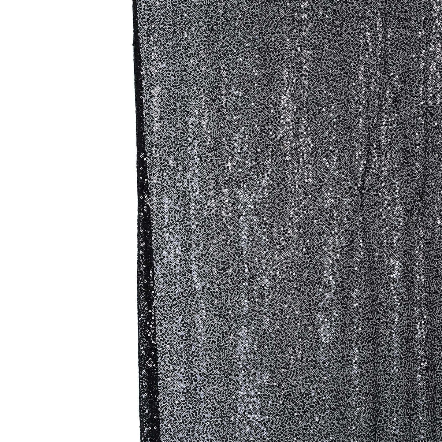 8ftx8ft Black Sequin Event Curtain Drapes, Backdrop Event Panel