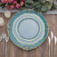 6-Pack Acrylic Round Charger Plates 13" in Peacock Teal with Gold Embossed Baroque Rim, Antique Decorative Dinner Party Charger Tableware
