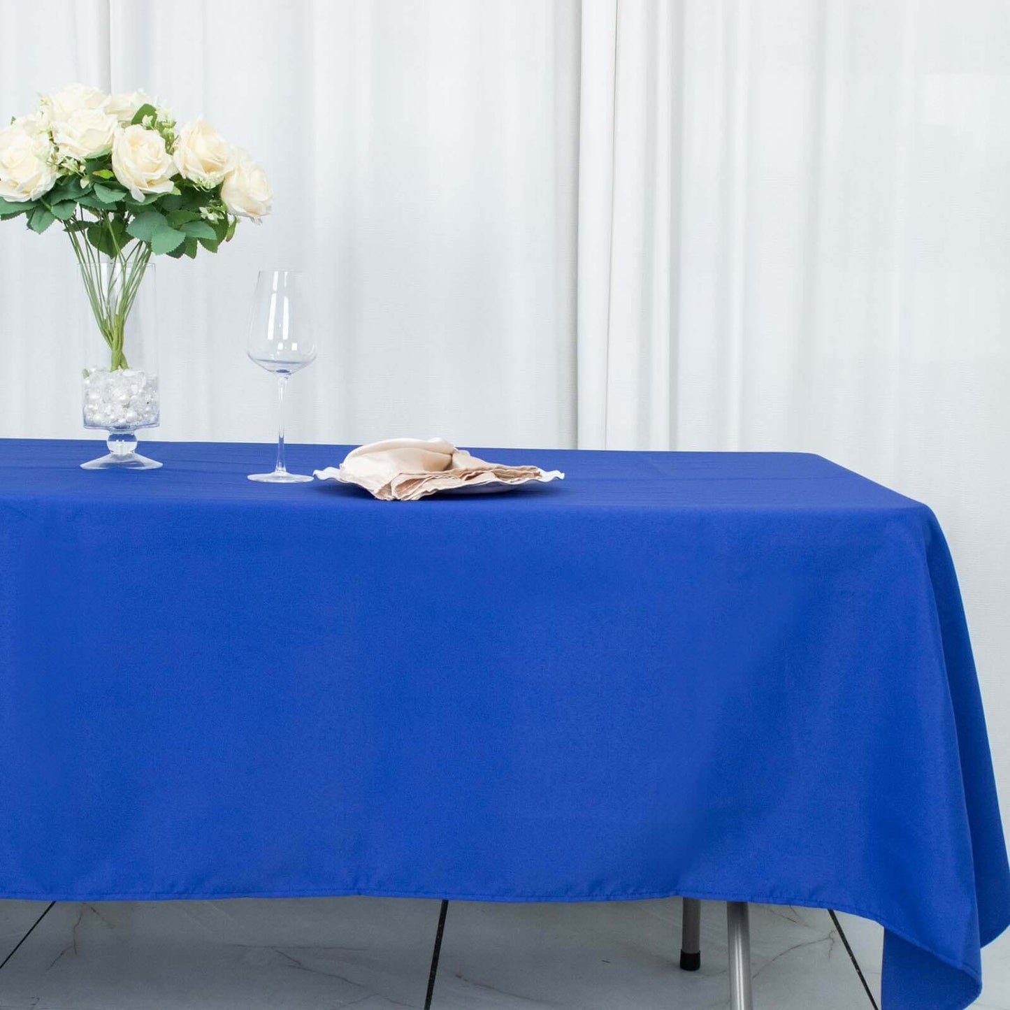 Premium Polyester 60"x102" Rectangle Tablecloth Royal Blue - Durable 220GSM Wrinkle-Resistant Table Cover