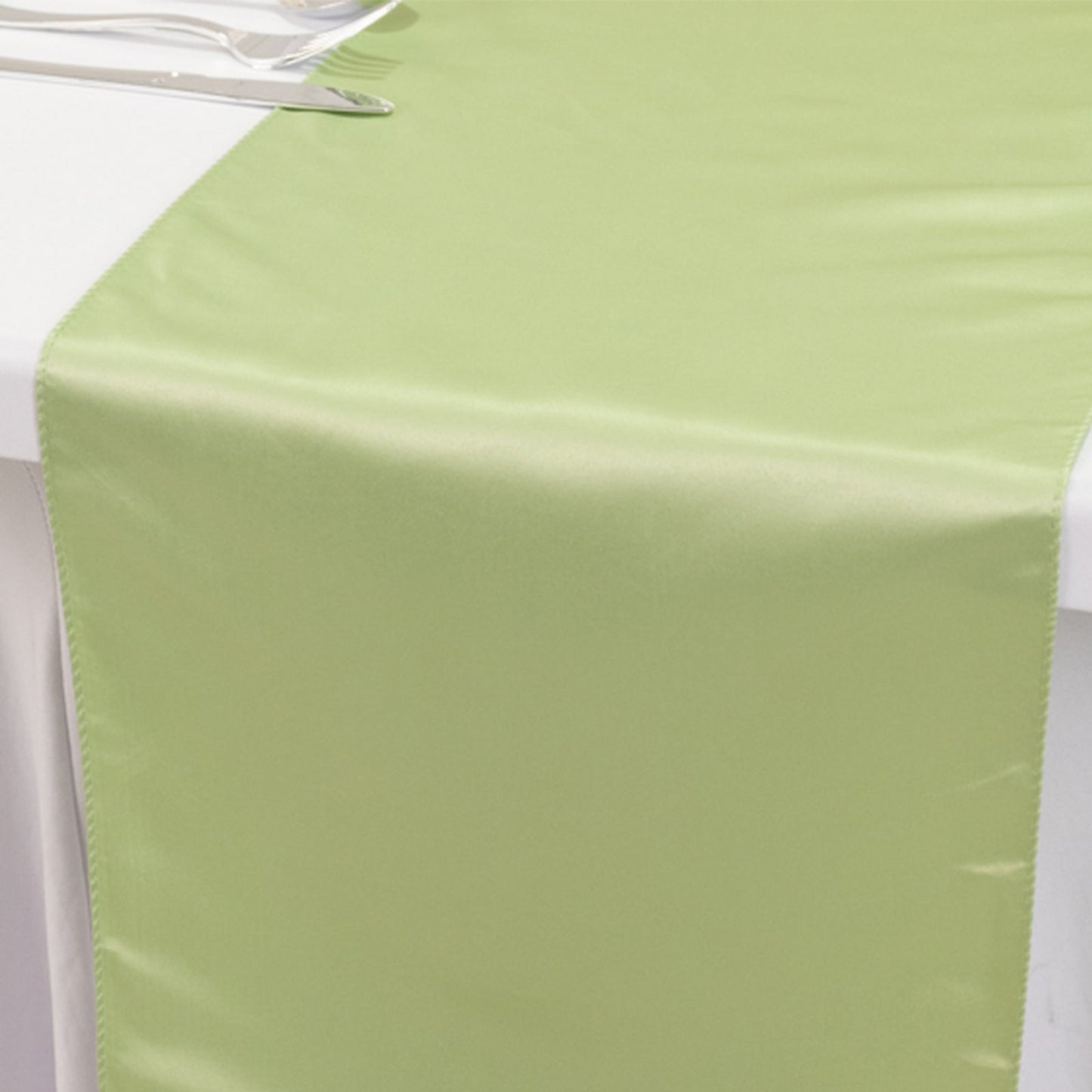 Lamour Satin 12"x108" Table Runner Sage Green - Smooth & Lustrous Finish