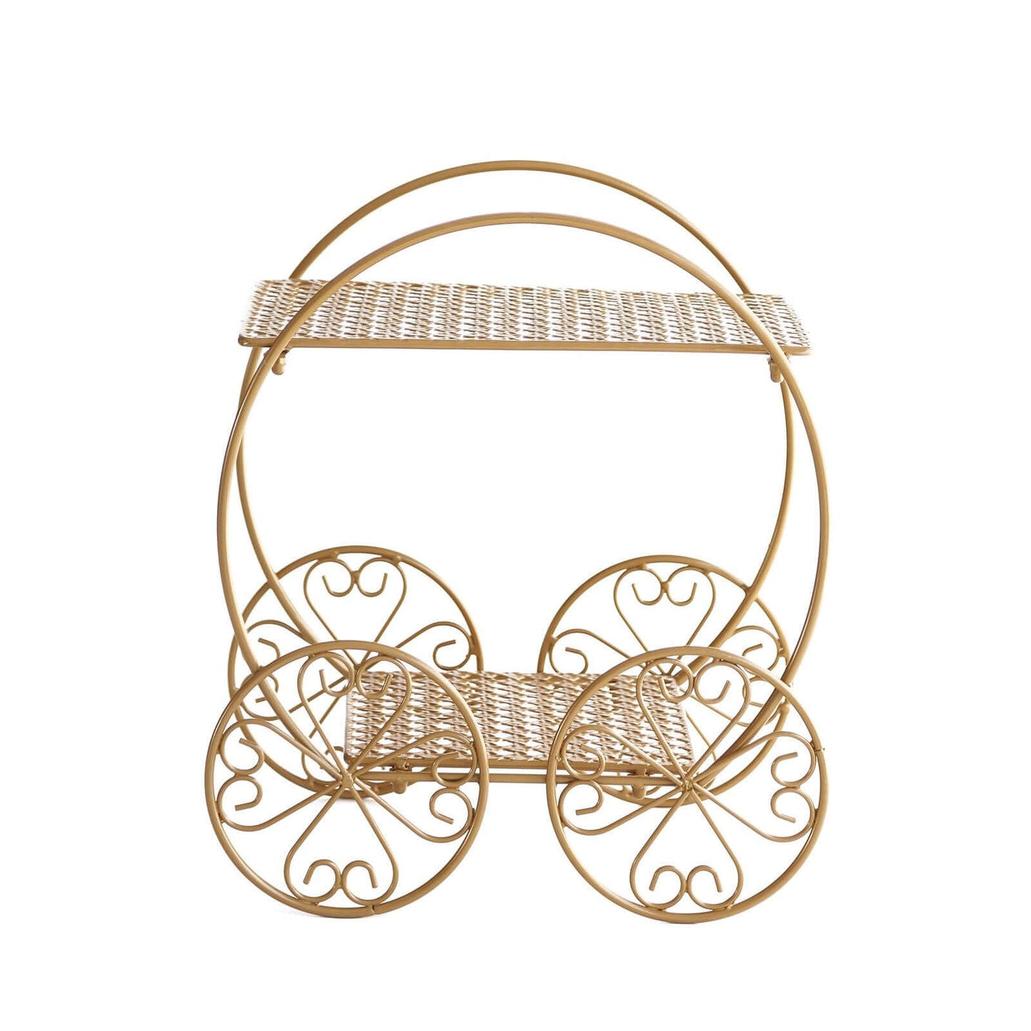 2-Tier Metal Cupcake Dessert Display Stand Gold - Sophisticated Cinderella Carriage Wedding Cake Stand Centerpiece for Fairytale Themes & Princess Parties 14"