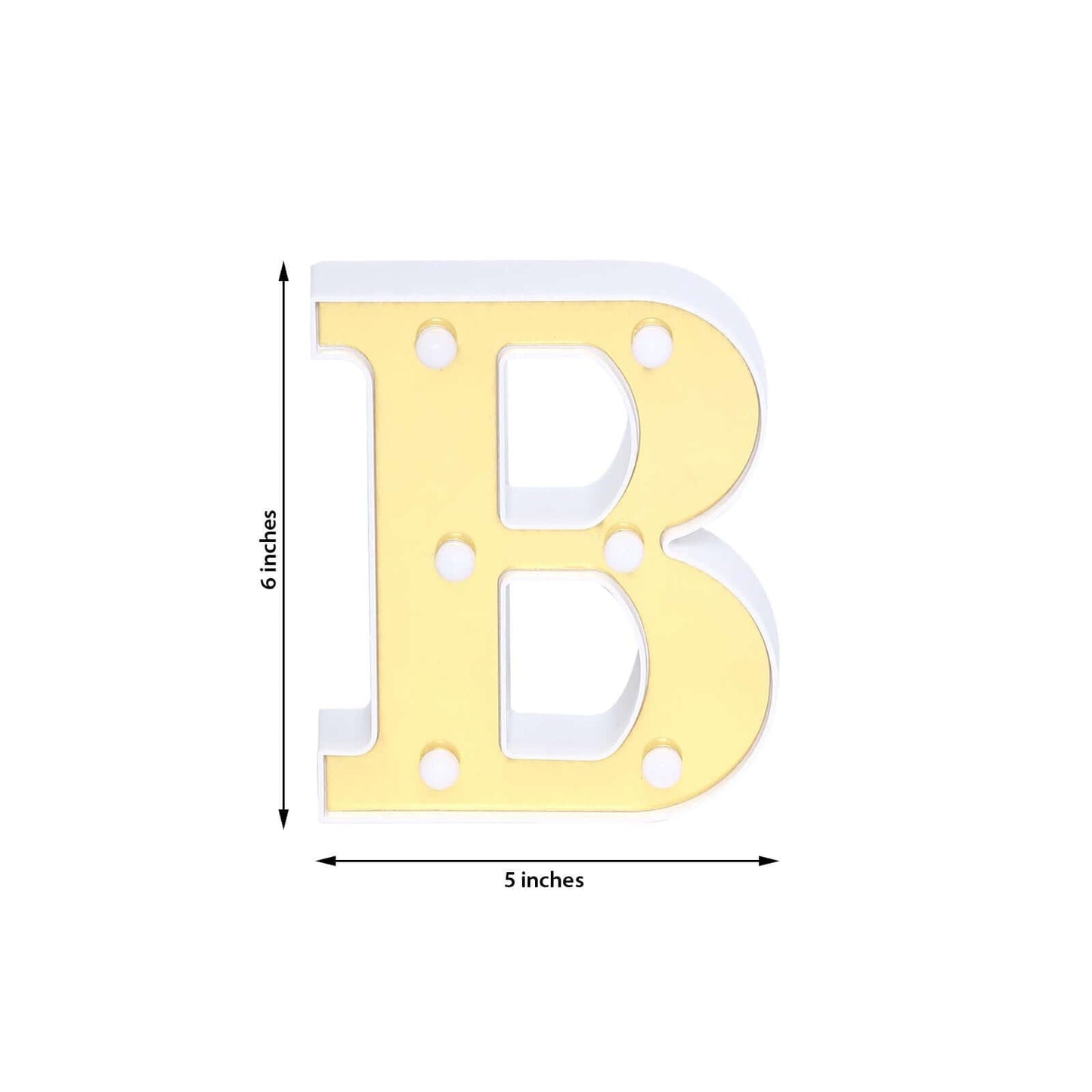 3D Marquee Letter "B" Warm White 6 LED Lights Gold - Chic Light-Up Decor for Events 6"
