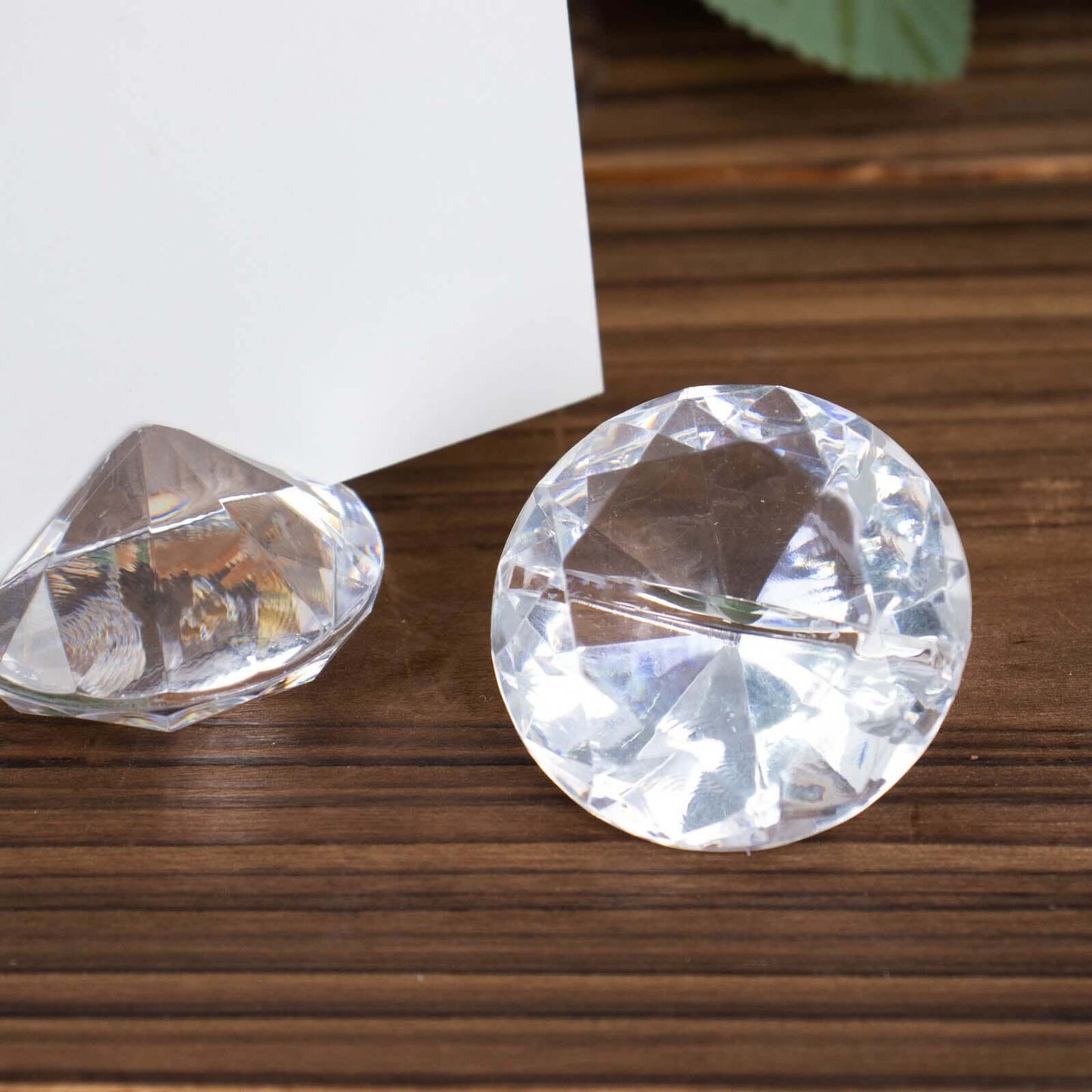 10-Pack Plastic Card Holder Stands Diamond Shaped Design Clear Crystal - Wedding Table Place Card Decorations 1.75"