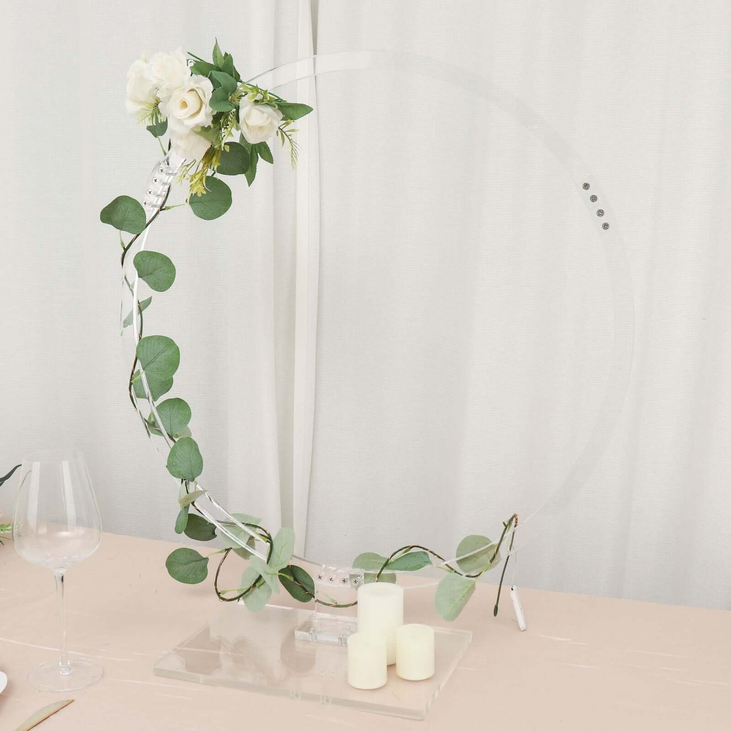 Table Wedding Arch Hoop Stand Acrylic Round Clear - Wreath Tabletop Centerpiece for Weddings 26"