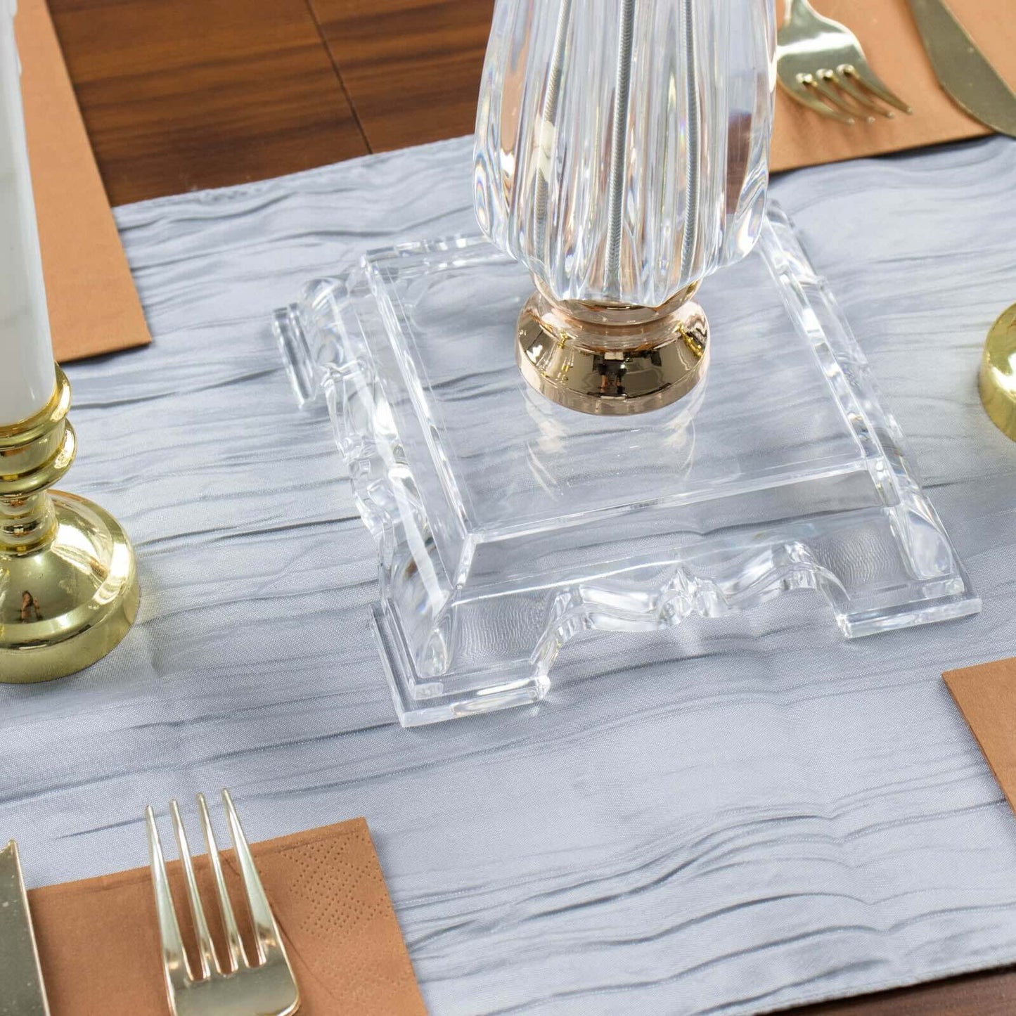 Acrylic Crystal Pillar Candle Stand Gold/Clear - Table Centerpiece and Wedding Flower Bowl Pedestal 24"