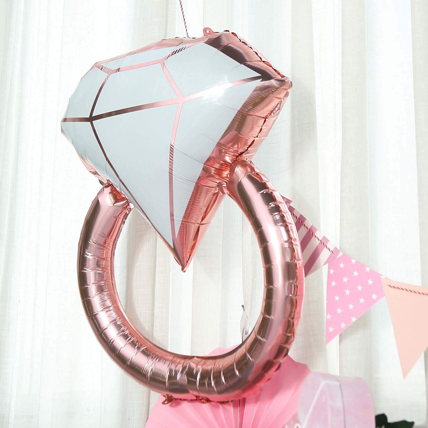 26" Giant Rose Gold White Diamond Ring Mylar Foil Helium Air Balloon