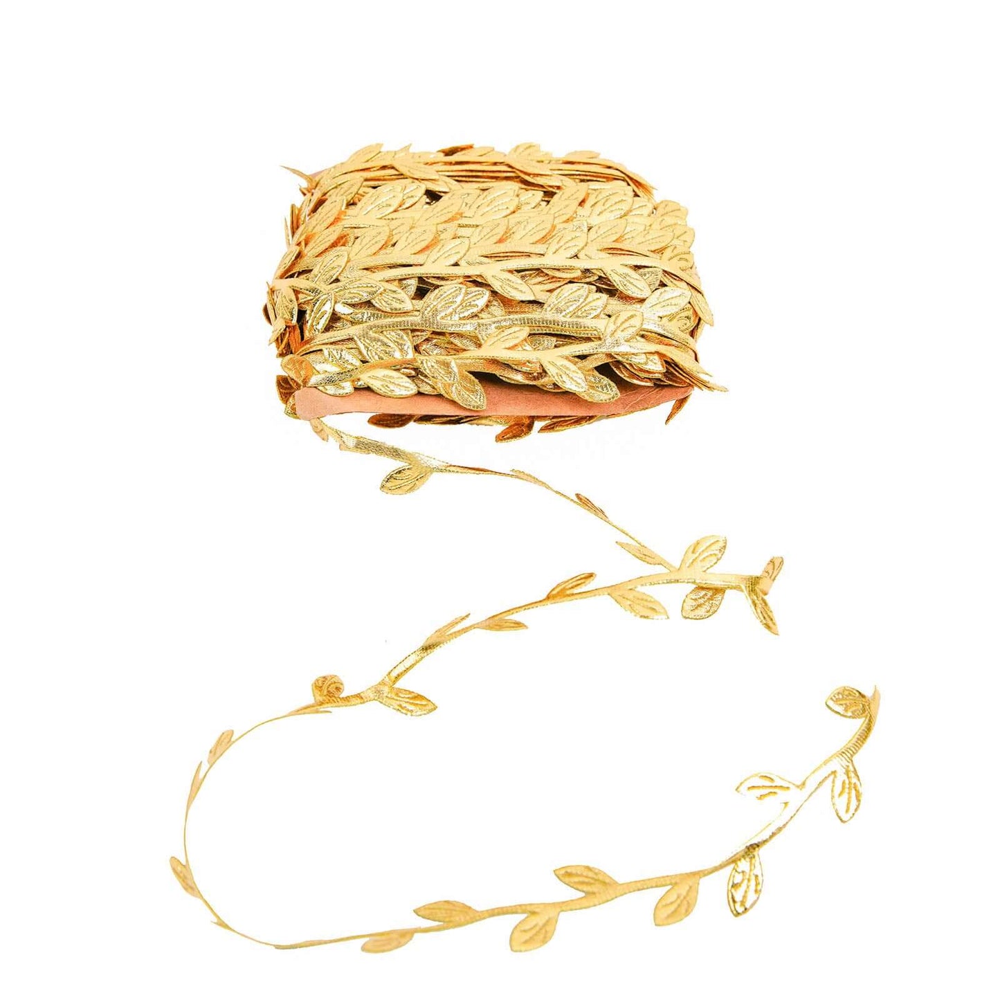 67ft Olive Gold Leaf Ribbon Trim, Artificial Vines Leaf Garland For DIY Craft Party Wedding Home Decor