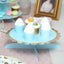 1-Tier Cardboard Cake Stand Light Blue - Stylish Reusable Cupcake Dessert Holder with Gold Scalloped Rim for Baby Showers Birthdays & Events 13"