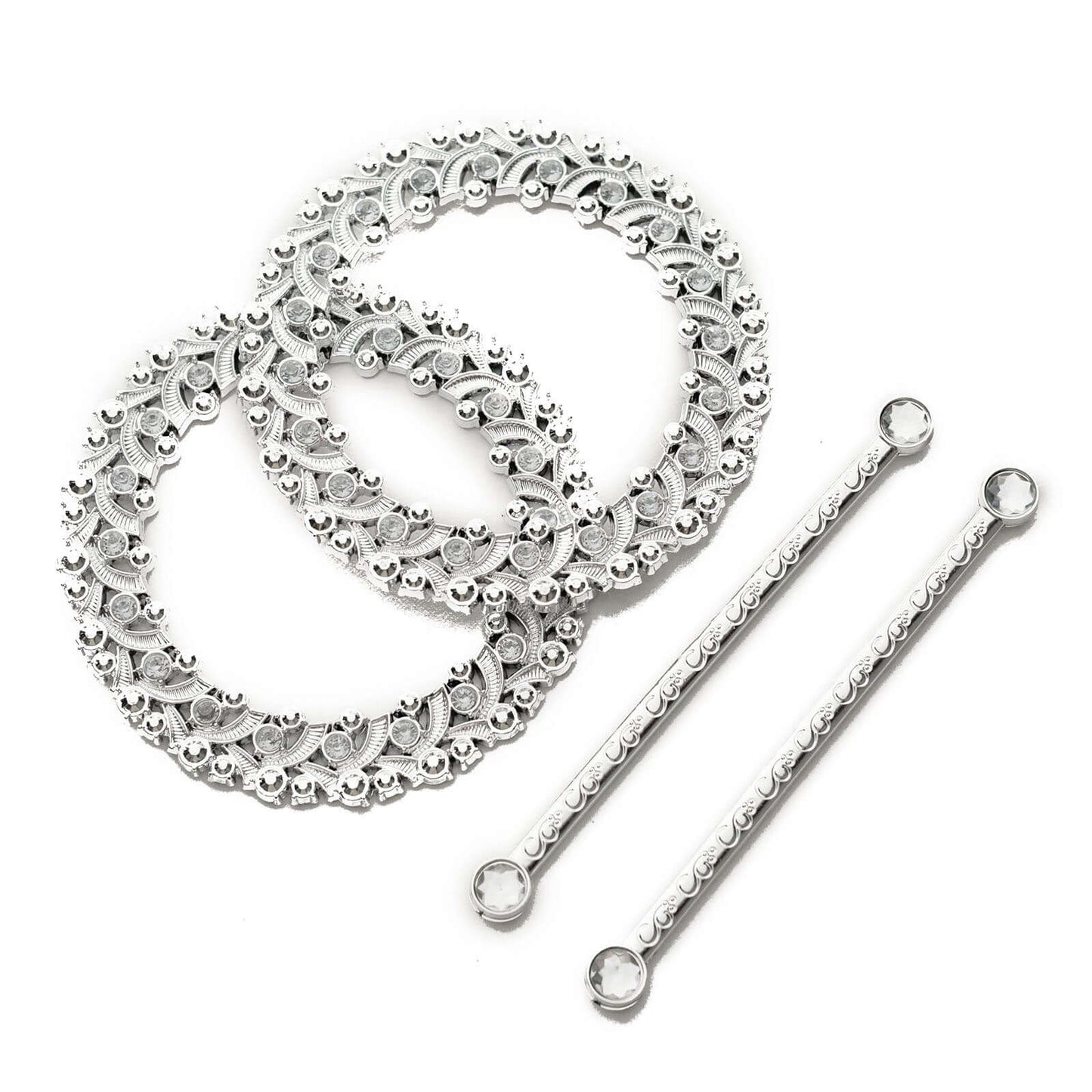 2 Pack 7" Silver Barrette Style Acrylic Crystal Curtain Tie Backs, Round Backdrop Drapery Brooch Holdbacks