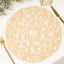 6-Pack Table Placemats Woven Fiber Design Beige Round - Disposable Mats for Dining and Events 15"