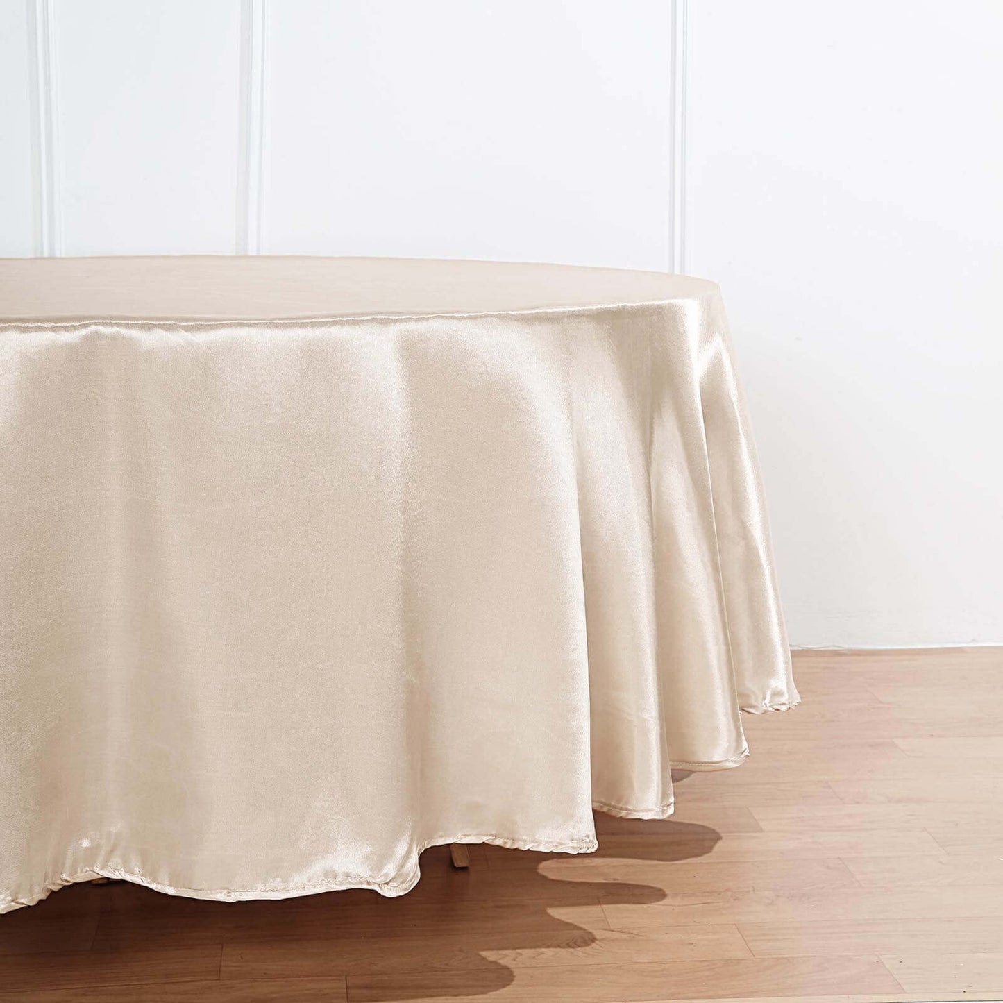 Satin 90" Round Tablecloth Beige - Smooth and Lustrous Table Cover