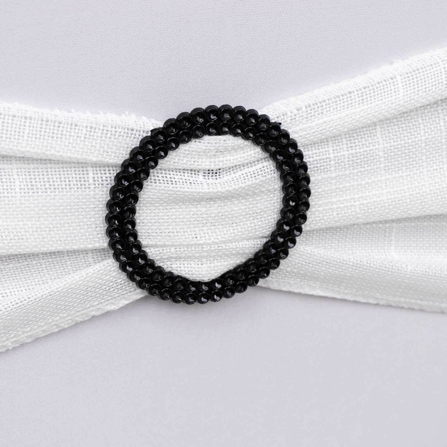 20 Pack Diamond Round Chair Sash Band Buckle Pins Black - Timeless Rhinestone Napkin Rings 2.5"