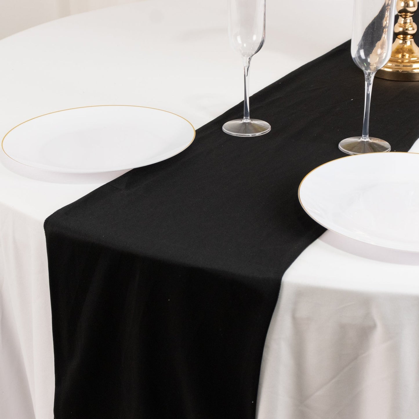 Scuba Polyester 12"x108" Table Runner Black - Wrinkle-Free Table Linen for Events & Weddings
