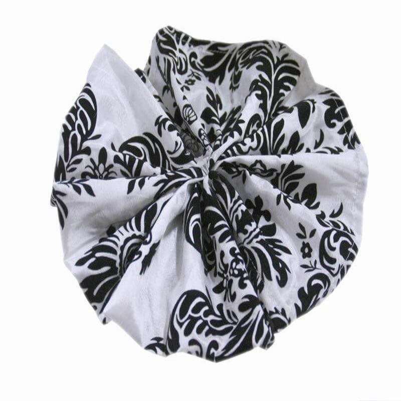 5 Pack Taffeta 20"x20" Napkins Black/White Damask Flocking Design - Decorative Dinner Napkins with a Luxurious Touch