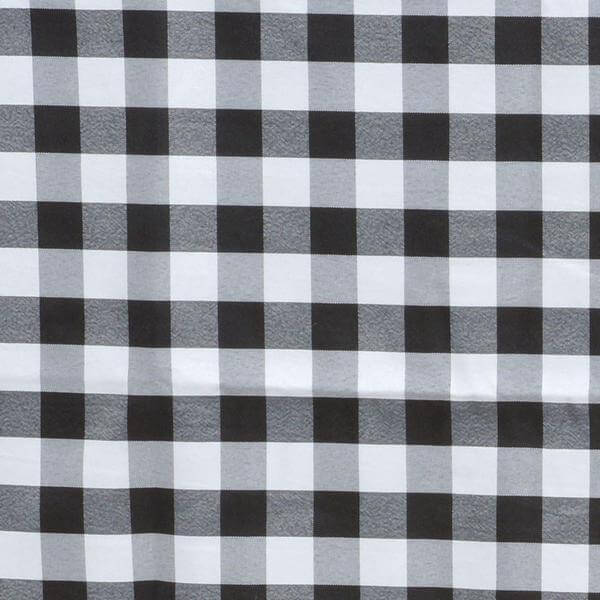 Polyester 108" Round Tablecloth White/Black - Checkered Buffalo Plaid Table Cover