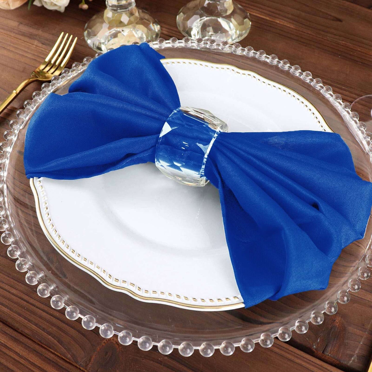 5 Pack Polyester 20"x20" Napkins Royal Blue - Wrinkle Resistant & Easy Care Cloth Napkins