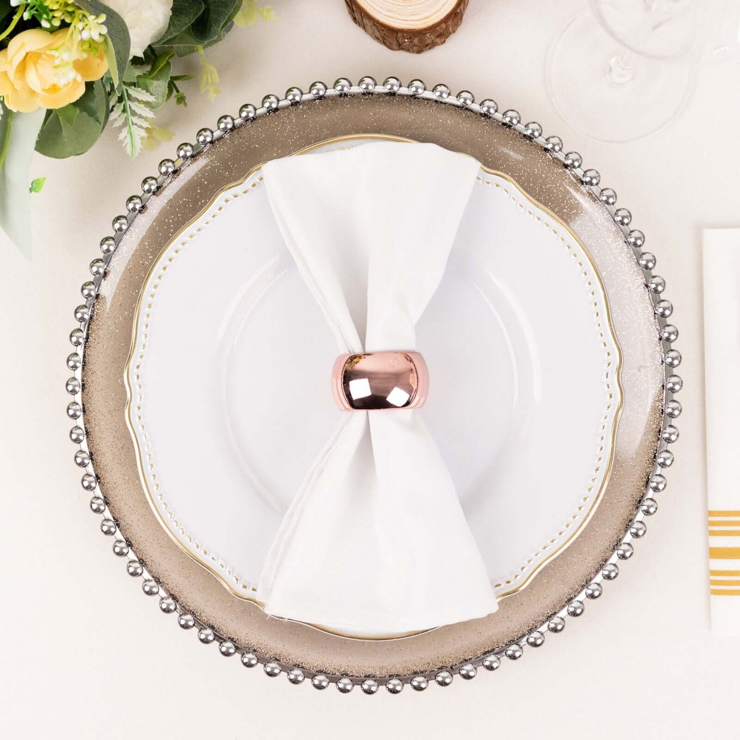 4 Pack Shiny Metallic Blush Acrylic Napkin Rings