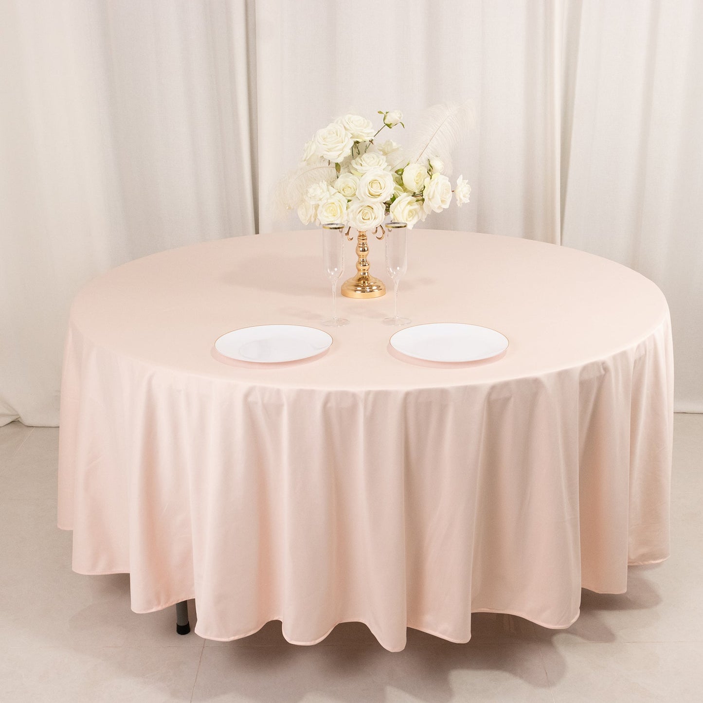 Scuba Round 108" Tablecloth Blush - Wrinkle Free & Stain Resistant Table Cover
