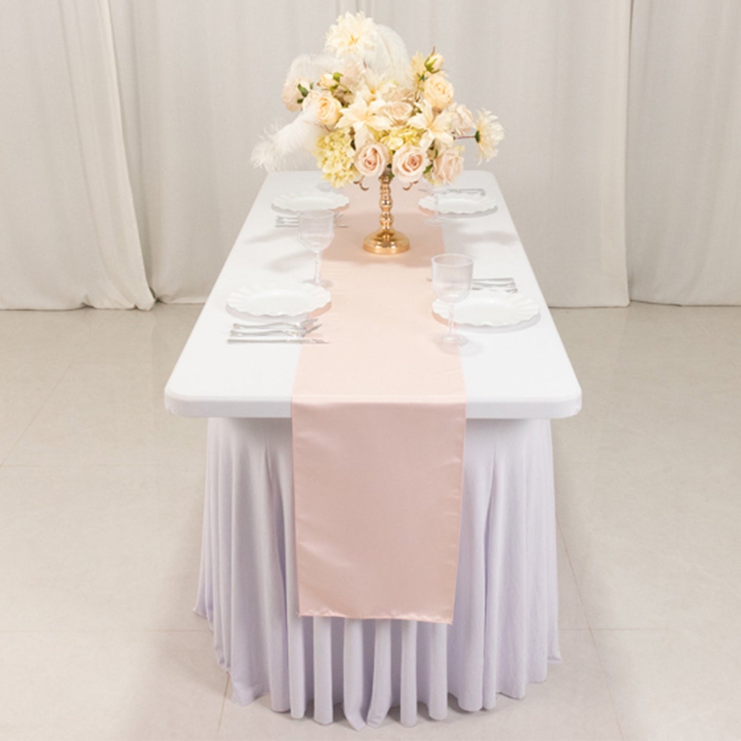 Lamour Satin 12"x108" Table Runner Blush - Smooth & Lustrous Finish