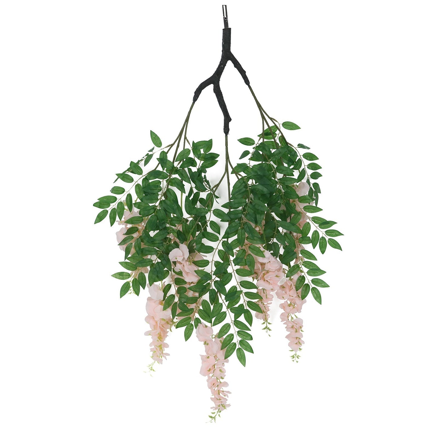55" Blush Artificial Silk Wisteria Vine Round Hanging Canopy, Draping Garland Flower Chandelier With Interchangeable Branches