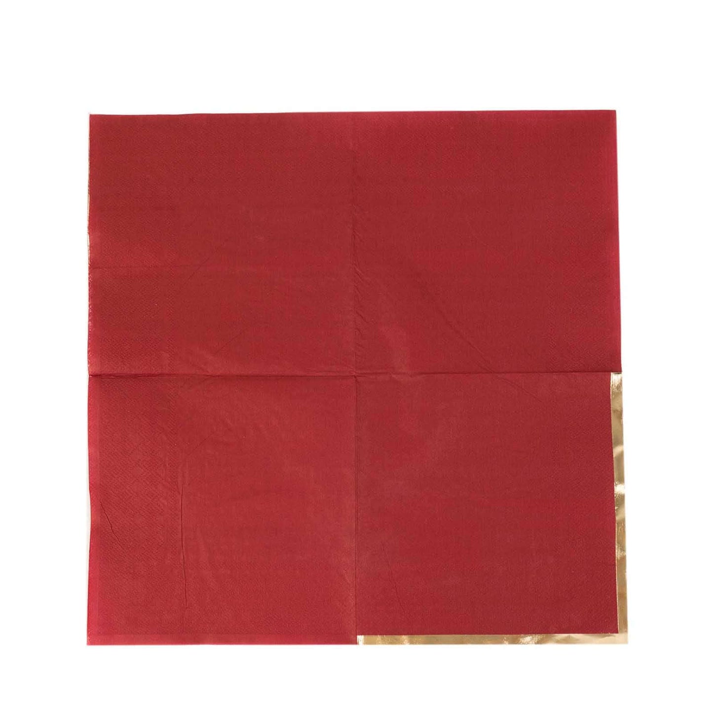 50-Pack Paper Beverage Napkins with Gold Foil Edge Burgundy - Disposable 2 Ply Cocktail Napkins for Events 6.5"x6.5"
