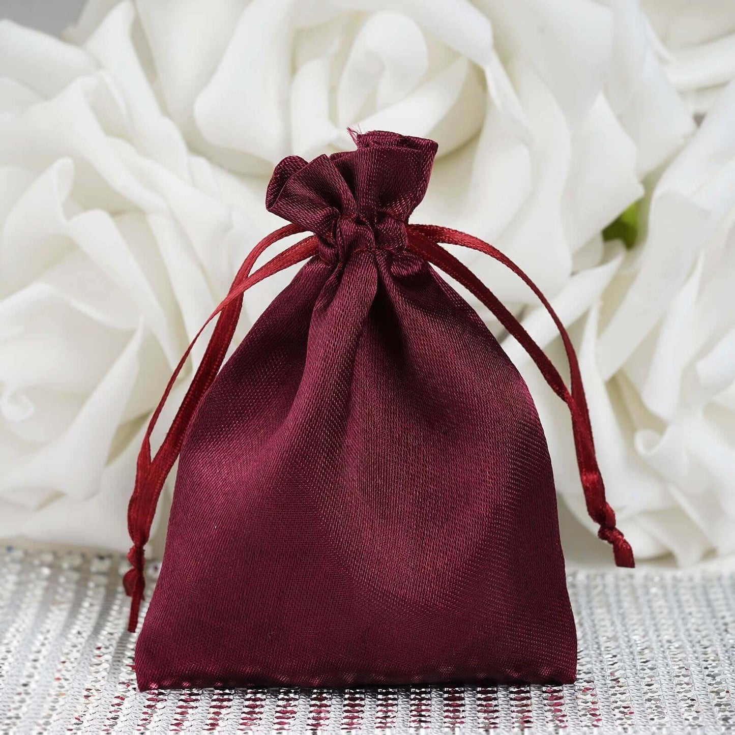 12 Pack 3"x4" Burgundy Satin Drawstring Wedding Party Favor Gift Bags