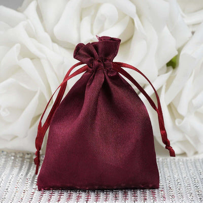 12 Pack 3"x4" Burgundy Satin Drawstring Wedding Party Favor Gift Bags