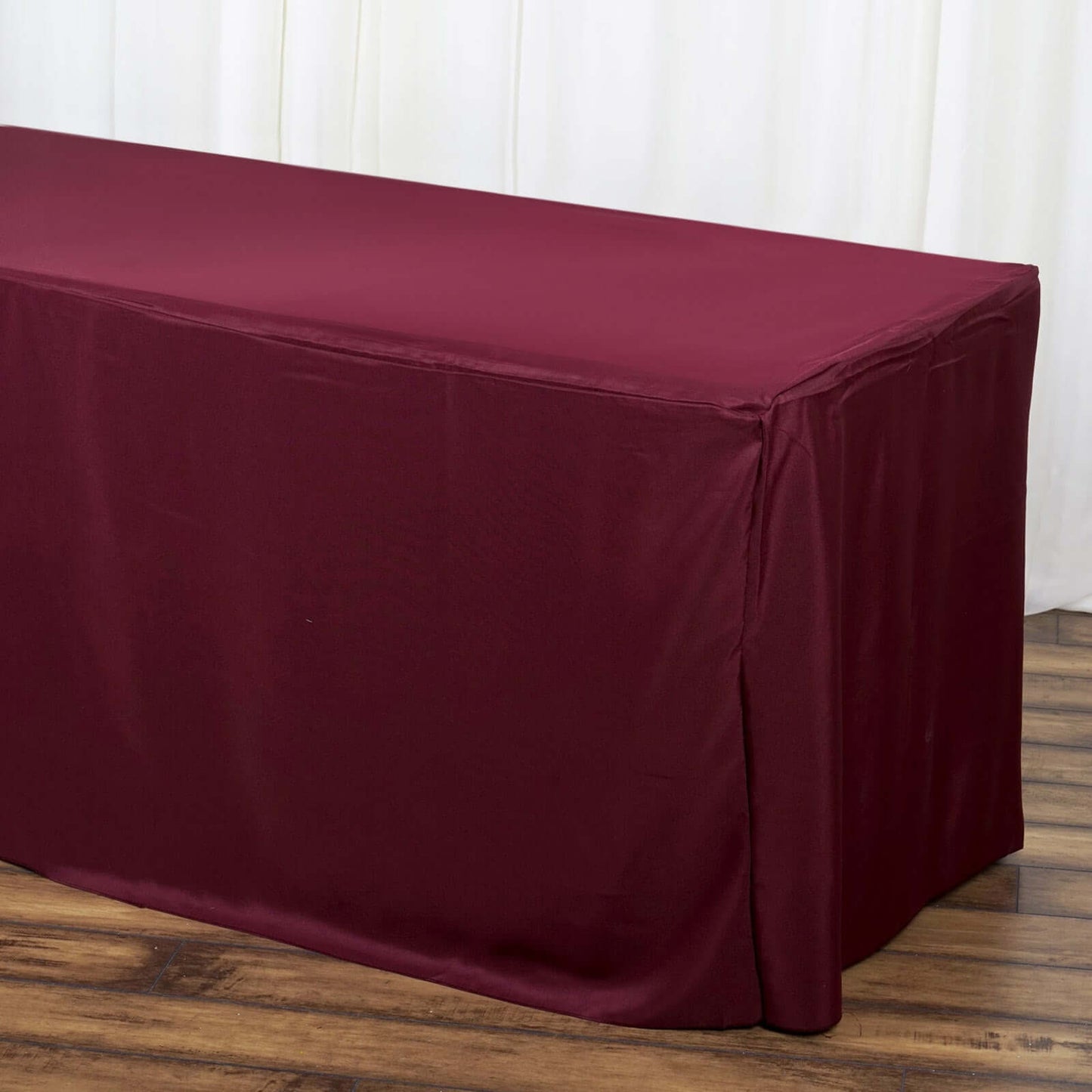 Fitted Polyester 72"x30" Rectangle Tablecloth Burgundy - Durable Table Cover