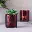 6-Pack Mercury Glass Candle Holders Burgundy Palm Leaf Design - Votive Tealight Holders for Events